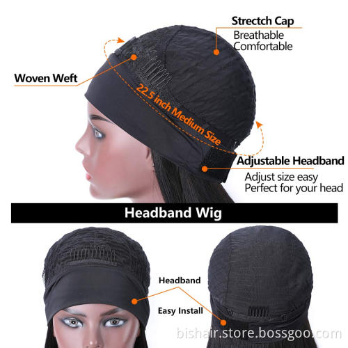 Headband wig straight hair real human hair suitable for women Brazilian real human hair without lace wig mechanism headband half